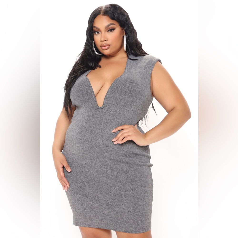 Show Me Sugar Shoulder Pad Midi Dress